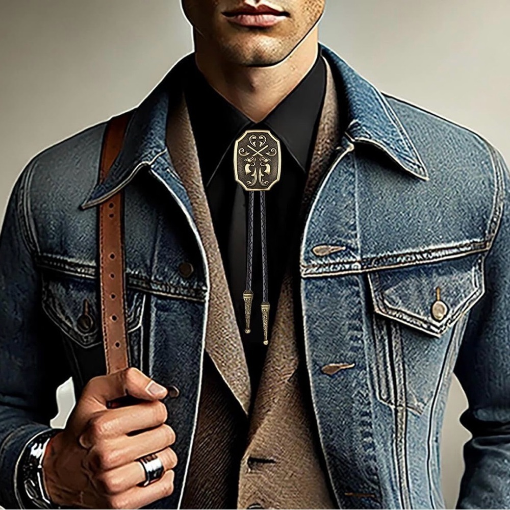 Bolo Tie for Men Western Cowboy Cowgirl Vintage Native American Cross Bolo Tie - Picture 2 of 6